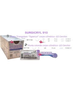 Aghi Sutura SMI Riassorbibile  Surgicryl 910 (Vicryl™ Plus antibatteriche) ago 1/2 cerchio  12pz